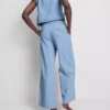 Maiou din denim de bumbac cu legături laterale Maiou din denim de bumbac cu legături laterale
