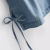 Maiou din denim de bumbac cu legături laterale Maiou din denim de bumbac cu legături laterale