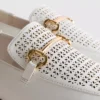 Mocasini din piele sintetică cu detaliu „snaffle-bit” decupat cu laser