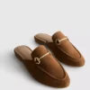 Mocasini tip mule cu detalii metalice