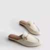 Mocasini tip mule din piele sintetică cu detalii în formă de zăbală