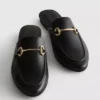 Mocasini tip mule din piele sintetică cu detalii în formă de zăbală