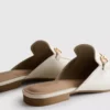 Mocasini tip mule din piele sintetică cu detalii în formă de zăbală