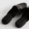 Mocasini tip mule din piele sintetică cu detalii în formă de zăbală