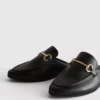 Mocasini tip mule din piele sintetică cu detalii în formă de zăbală