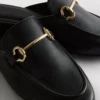 Mocasini tip mule din piele sintetică cu detalii în formă de zăbală