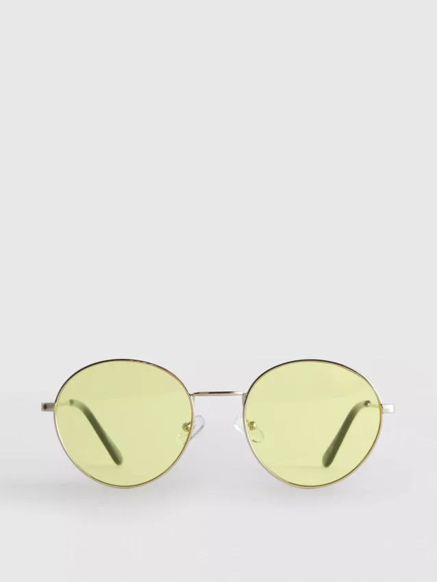 Ochelari de Soare rotunzi din metal, cu lentile colorate Ochelari de Soare rotunzi din metal, cu lentile colorate