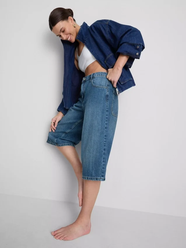 Șorturi din denim de bumbac Șorturi din denim de bumbac