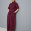 Pantaloni cu croi evazat, plisați, cu aspect de hârtie