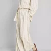 Pantaloni cu croi larg, cu dungi, din amestec de bumbac Pantaloni cu croi larg, cu dungi, din amestec de bumbac