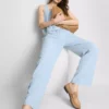 Pantaloni cu croi larg din amestec de bumbac