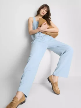 Pantaloni cu croi larg din amestec de bumbac