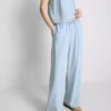 Pantaloni cu croi larg din amestec de bumbac