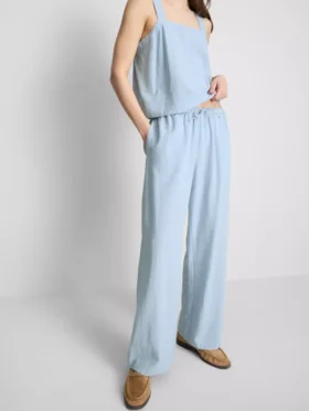 Pantaloni cu croi larg din amestec de bumbac