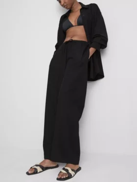 Pantaloni cu croi larg din amestec de bumbac