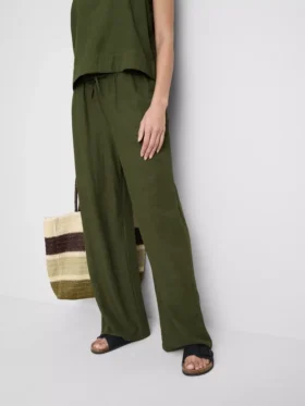 Pantaloni cu croi larg din amestec de bumbac