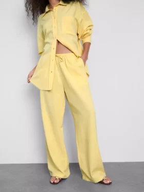 Pantaloni cu croi larg din amestec de bumbac