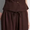 Pantaloni cu croi larg din amestec de bumbac Pantaloni cu croi larg din amestec de bumbac