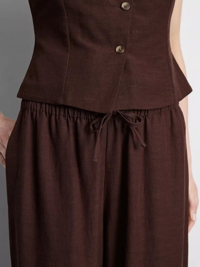 Pantaloni cu croi larg din amestec de bumbac Pantaloni cu croi larg din amestec de bumbac