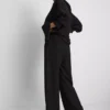 Pantaloni cu croi larg din amestec de bumbac Pantaloni cu croi larg din amestec de bumbac