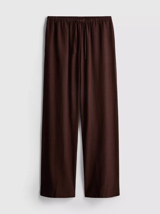 Pantaloni cu croi larg din amestec de bumbac Pantaloni cu croi larg din amestec de bumbac