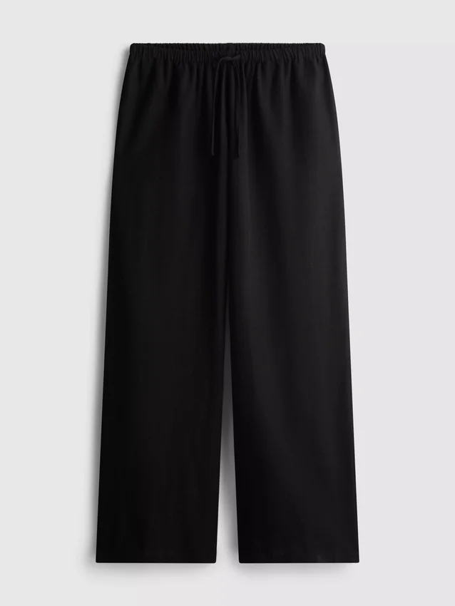 Pantaloni cu croi larg din amestec de bumbac Pantaloni cu croi larg din amestec de bumbac