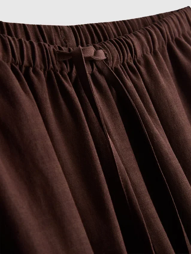 Pantaloni cu croi larg din amestec de bumbac Pantaloni cu croi larg din amestec de bumbac