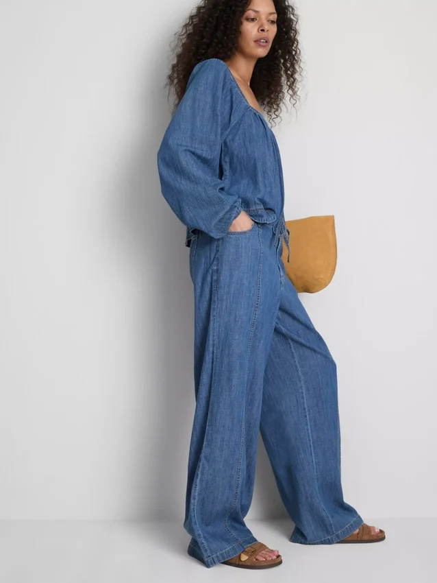 Pantaloni cu croi larg din denim cu conținut ridicat de bumbac, Paula Echevarría Pantaloni cu croi larg din denim cu conținut ridicat de bumbac, Paula Echevarría