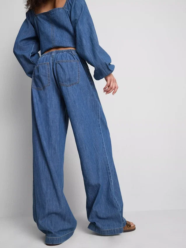 Pantaloni cu croi larg din denim cu conținut ridicat de bumbac, Paula Echevarría Pantaloni cu croi larg din denim cu conținut ridicat de bumbac, Paula Echevarría