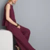 Pantaloni cu croi larg și dungi texturate