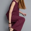Pantaloni cu croi larg și dungi texturate