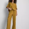 Pantaloni cu croi larg și textură șifonată Pantaloni cu croi larg și textură șifonată