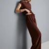 Pantaloni cu croi larg și textură șifonată Pantaloni cu croi larg și textură șifonată