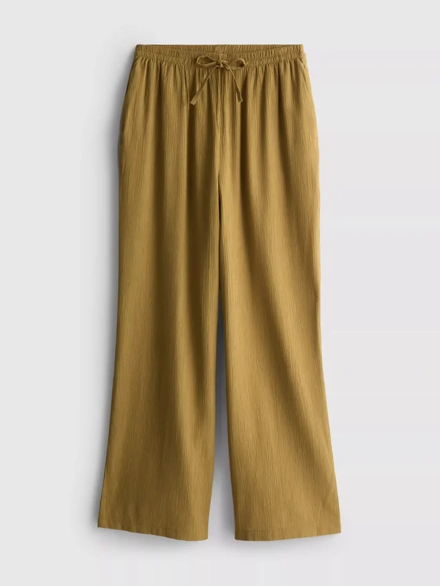 Pantaloni cu croi larg și textură șifonată Pantaloni cu croi larg și textură șifonată