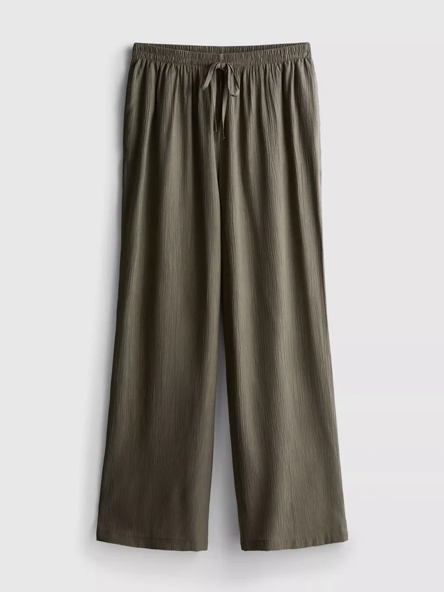 Pantaloni cu croi larg și textură șifonată Pantaloni cu croi larg și textură șifonată