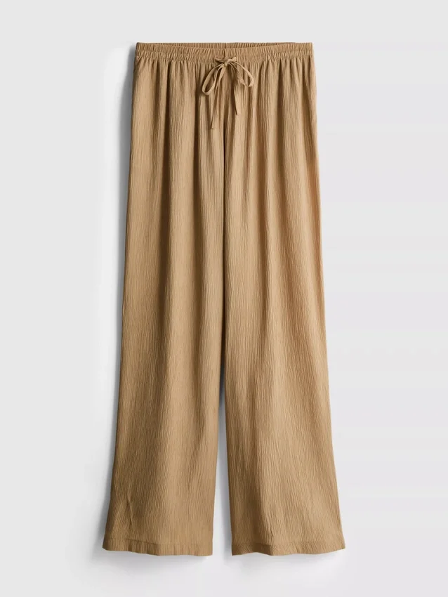 Pantaloni cu croi larg și textură șifonată Pantaloni cu croi larg și textură șifonată