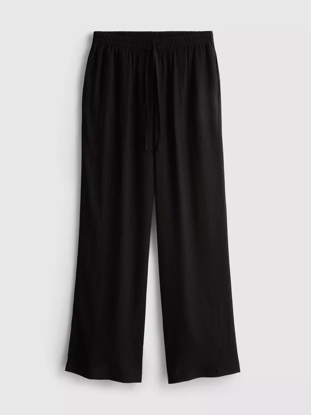 Pantaloni cu croi larg și textură șifonată Pantaloni cu croi larg și textură șifonată