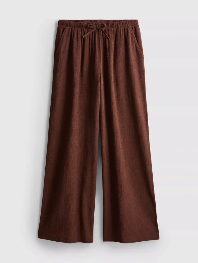 Pantaloni cu croi larg și textură șifonată Pantaloni cu croi larg și textură șifonată