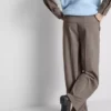 Pantaloni cu dungi subțiri, cu croi larg și finisaj periat