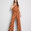 Pantaloni cu imprimeu și croi larg Pantaloni cu imprimeu și croi larg