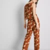Pantaloni cu imprimeu și croi larg Pantaloni cu imprimeu și croi larg