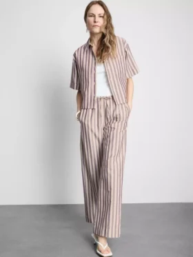 Pantaloni cu șnur și dungi Oxford