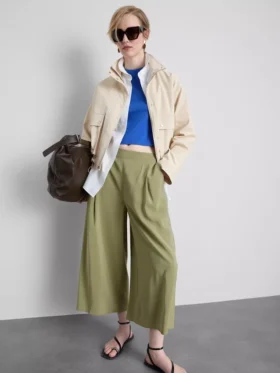 Pantaloni culotte cu talie medie și picior larg