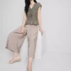 Pantaloni culotte cu talie medie și picior larg