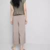 Pantaloni culotte cu talie medie și picior larg
