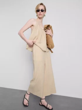 Pantaloni culottes din bumbac pur