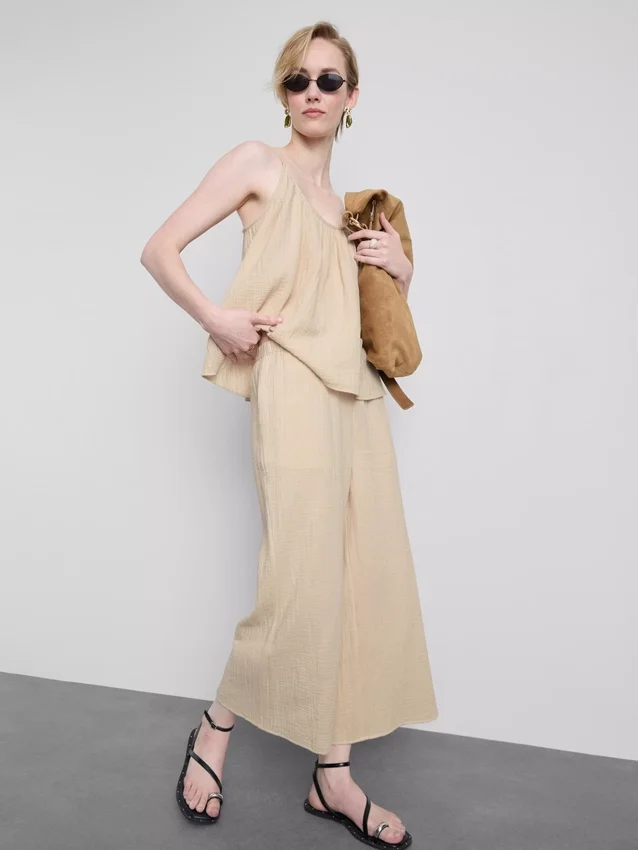 Pantaloni culottes din bumbac pur Pantaloni culottes din bumbac pur