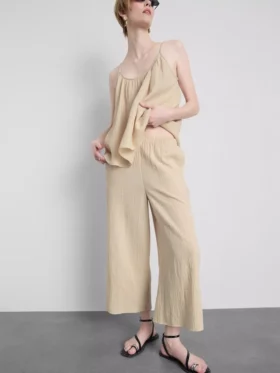 Pantaloni culottes din bumbac pur
