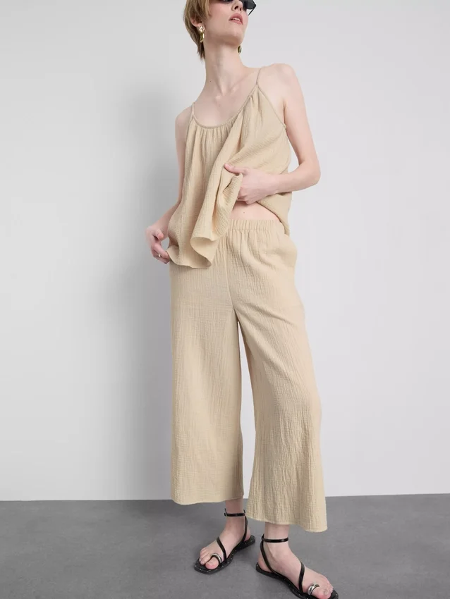 Pantaloni culottes din bumbac pur Pantaloni culottes din bumbac pur