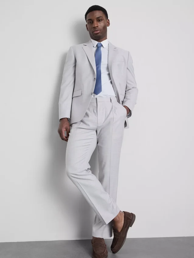 Pantaloni de costum cu croială regulată și textură Pantaloni de costum cu croială regulată și textură